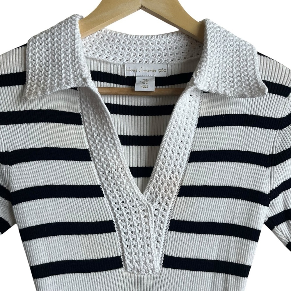 House of Harlow 1960 Black White Stripe Knit Midi Dress XS - Picture 5 of 12